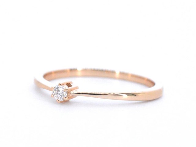 Rosegouden ring solitaire met een briljant geslepen natuurlijke diamant - afbeelding 10 van  11