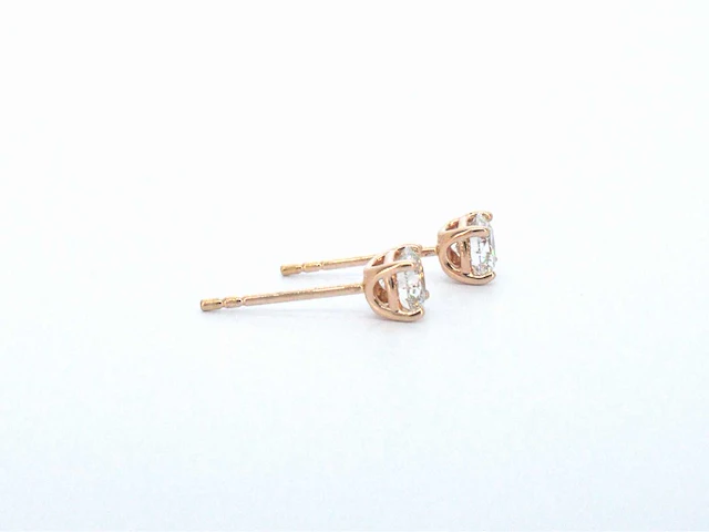 Rosegouden solitair oorbellen diamant 1.00 ct - afbeelding 5 van  8