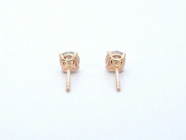 Rosegouden solitair oorbellen diamant 1.00 ct - afbeelding 7 van  8