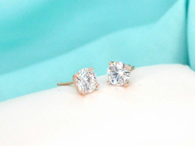 Rosegouden solitair oorbellen diamant 2.00 ct - afbeelding 5 van  9