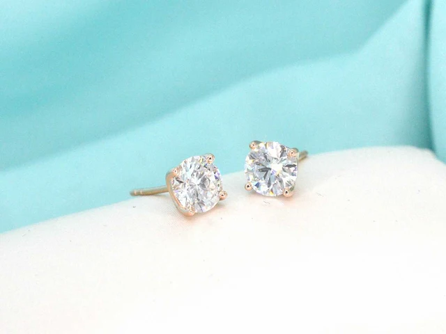 Rosegouden solitair oorbellen diamant 2.00 ct - afbeelding 4 van  9