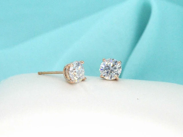 Rosegouden solitair oorbellen diamant 2.00 ct - afbeelding 5 van  9