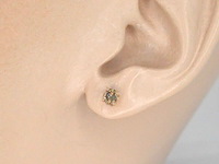 Rosegouden solitair oorbellen met champagne diamanten - afbeelding 2 van  8