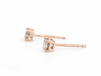 Rosegouden solitair oorbellen met cognac diamanten - afbeelding 5 van  8