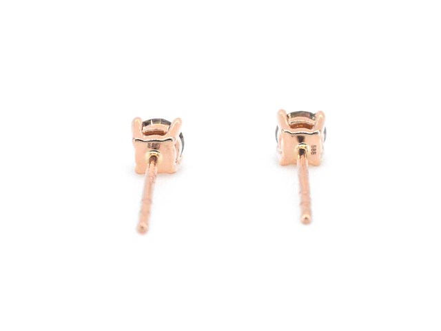 Rosegouden solitair oorbellen met cognac diamanten - afbeelding 6 van  8