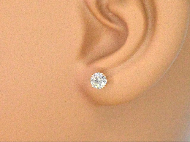 Rosegouden solitaire oorbellen diamant 1.00 carat - afbeelding 2 van  8