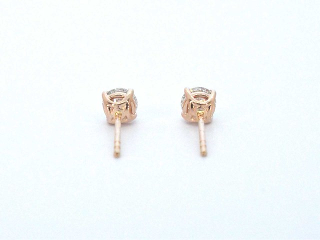 Rosegouden solitaire oorbellen diamant 1.00 carat - afbeelding 7 van  8