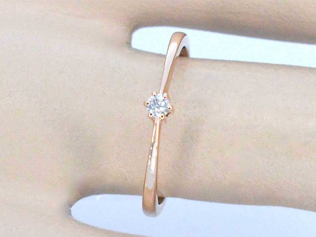Rosegouden solitaire ring met briljant geslepen diamant - afbeelding 8 van  10