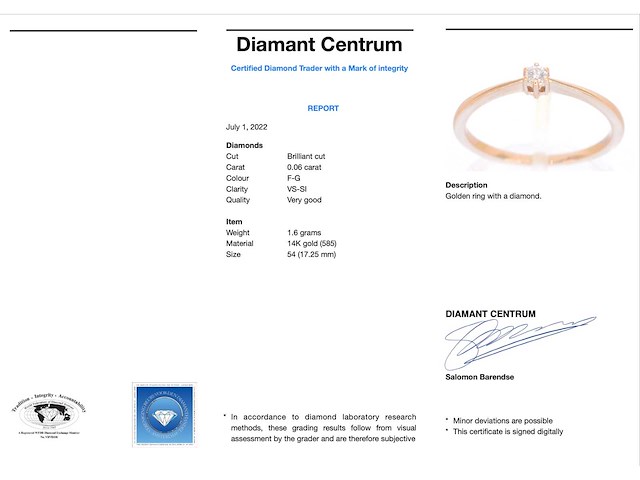 Rosegouden solitaire ring met briljant geslepen diamant - afbeelding 1 van  10