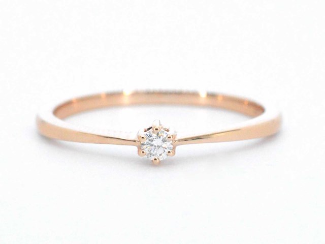 Rosegouden solitaire ring met briljant geslepen diamant - afbeelding 10 van  10