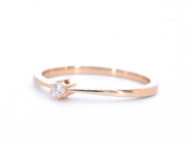 Rosegouden solitaire ring met briljant geslepen diamant - afbeelding 5 van  10