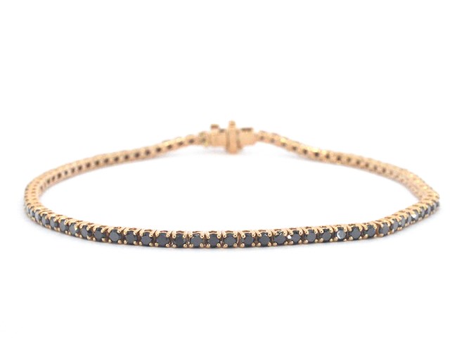 Rosegouden tennisarmband met 2.80 carat aan zwarte diamanten (enhanced) - afbeelding 1 van  7