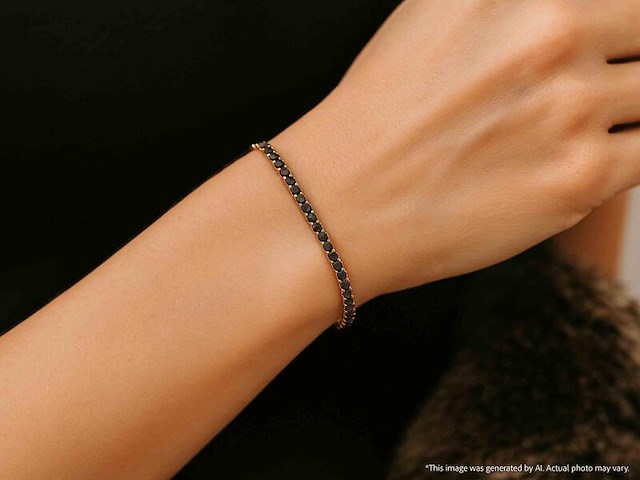 Rosegouden tennisarmband met 2.80 carat aan zwarte diamanten (enhanced) - afbeelding 2 van  7