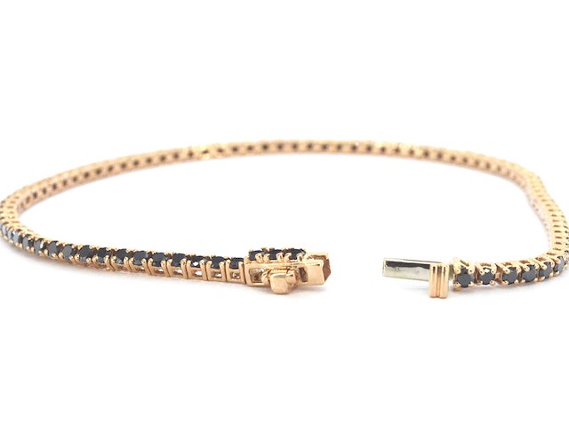 Rosegouden tennisarmband met 2.80 carat aan zwarte diamanten (enhanced) - afbeelding 3 van  7