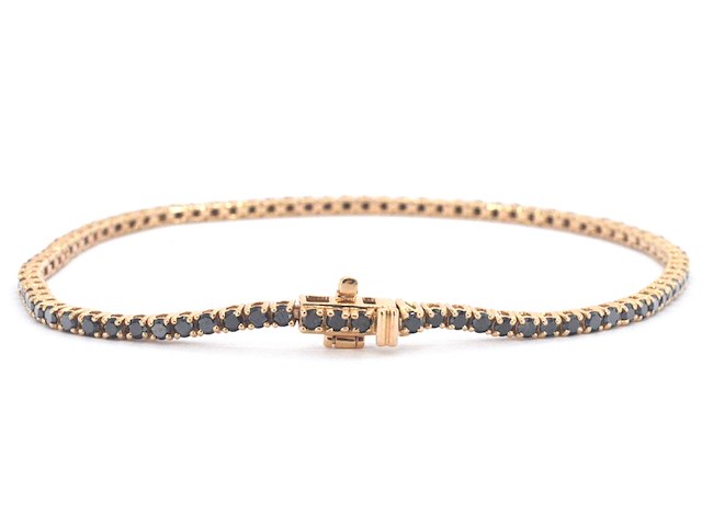 Rosegouden tennisarmband met 2.80 carat aan zwarte diamanten (enhanced) - afbeelding 5 van  7
