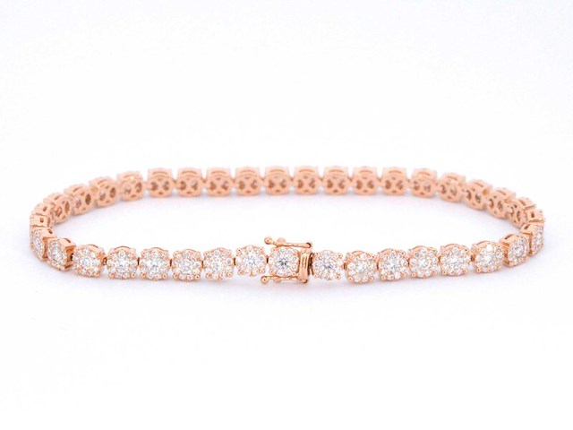 Rosegouden tennisarmband met 5.00 carat diamanten - afbeelding 3 van  8