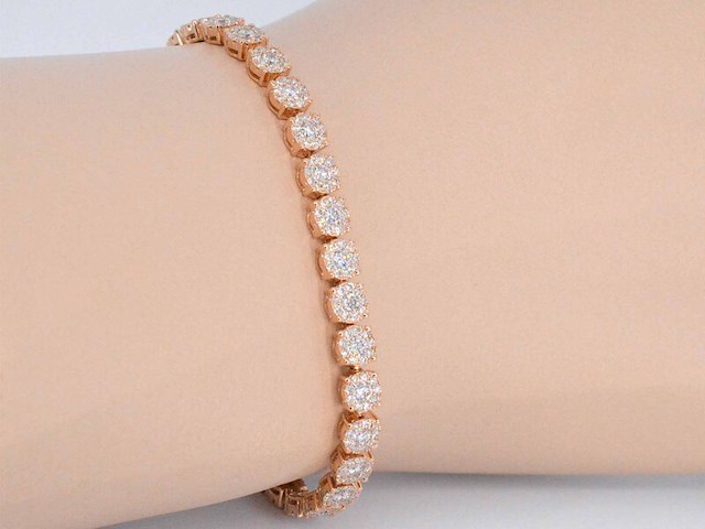 Rosegouden tennisarmband met 5.00 carat diamanten - afbeelding 2 van  6