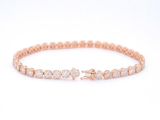 Rosegouden tennisarmband met 5.00 carat diamanten - afbeelding 4 van  6