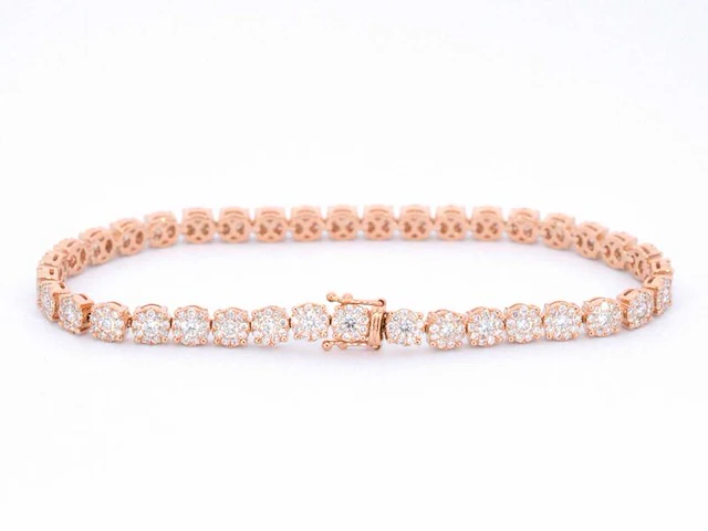 Rosegouden tennisarmband met 5.00 carat diamanten - afbeelding 3 van  8