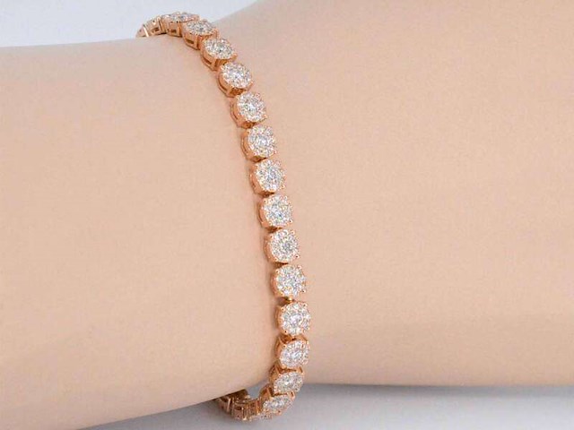 Rosegouden tennisarmband met 5.00 carat natuurlijke diamanten - afbeelding 2 van  8