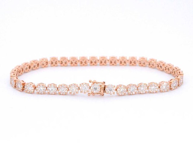 Rosegouden tennisarmband met 5.00 carat natuurlijke diamanten - afbeelding 3 van  8
