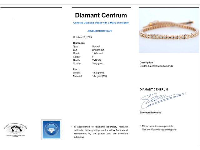 Rosegouden tennisarmband met briljant geslepen diamant - afbeelding 7 van  7