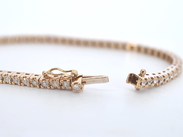 Rosegouden tennisarmband met briljant geslepen diamant - afbeelding 3 van  8