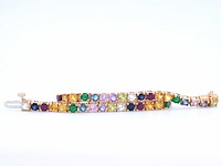 Rosegouden tennisarmband met multi colour edelstenen - afbeelding 8 van  10