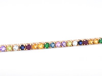 Rosegouden tennisarmband met multi colour edelstenen - afbeelding 5 van  8