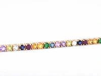 Rosegouden tennisarmband met multi colour edelstenen - afbeelding 6 van  10