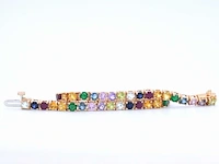 Rosegouden tennisarmband met multi colour edelstenen - afbeelding 8 van  10