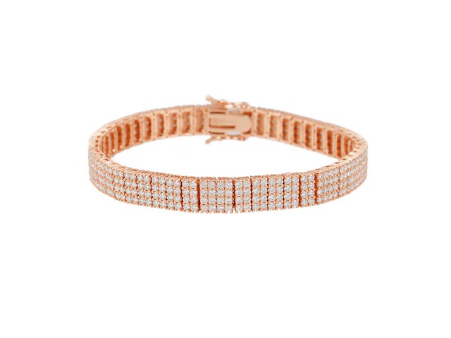 Rosékleurige armband bezet met briljanten - afbeelding 1 van  7
