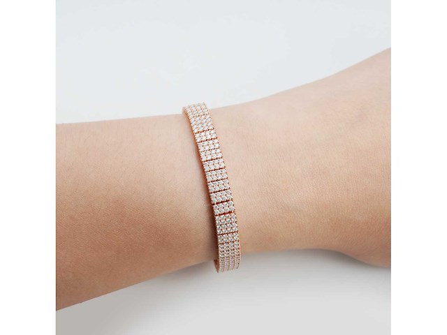 Rosékleurige armband bezet met briljanten - afbeelding 6 van  7