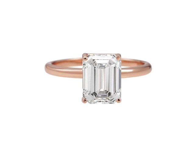 Rosékleurige ring met rechthoekige steen - afbeelding 1 van  7