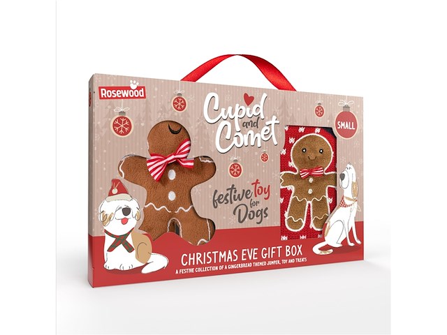 Rosewood cupid & comet honden trui speeltje & snack gingerbread man - afbeelding 1 van  4