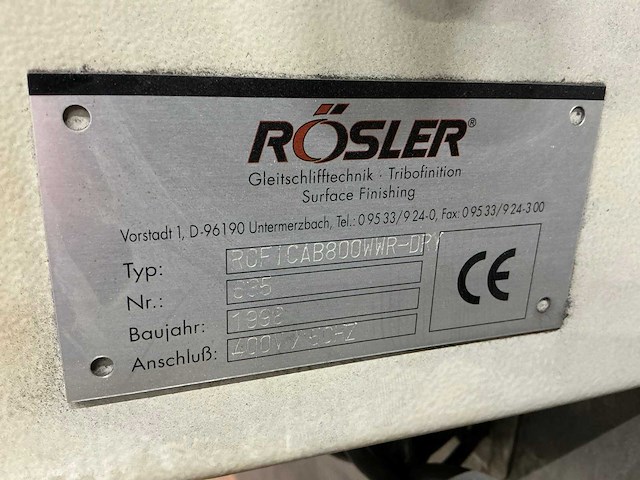 Rösler - 1998 - roficab 800 wwr-dry - industriële wasmachine met droogfunctie - afbeelding 5 van  13