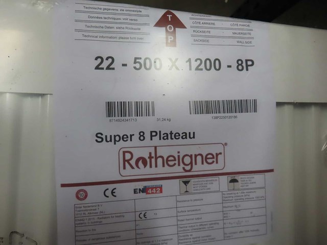 Rotheigner - s8 type 22 - vlakke paneelradiator 50x120cm (2x) - afbeelding 3 van  3