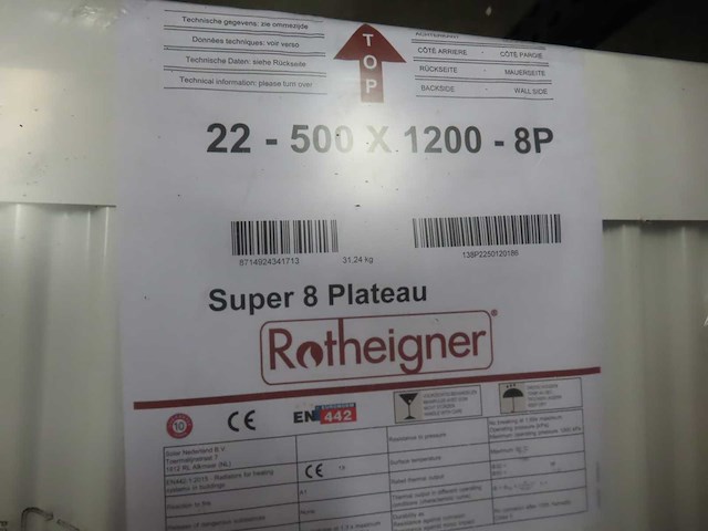 Rotheigner - s8 type 22 - vlakke paneelradiator 50x120cm (4x) - afbeelding 3 van  3