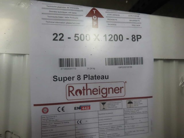 Rotheigner - s8 type 22 - vlakke paneelradiator 50x120cm - afbeelding 3 van  3