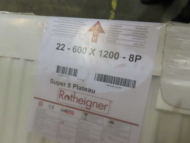 Rotheigner - s8 type 22 - vlakke paneelradiator 60x120cm (8x) - afbeelding 3 van  3
