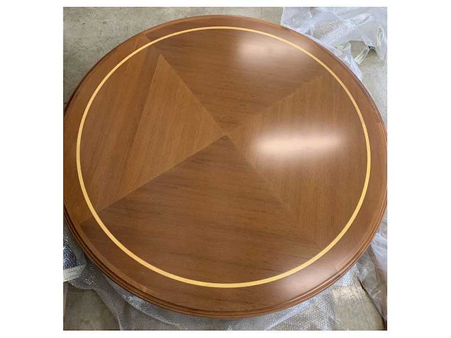 Round luxury marine teak table - elegant wooden yacht or boat dining & salon table - afbeelding 3 van  6