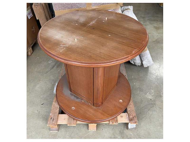 Round luxury marine teak table - elegant wooden yacht or boat dining & salon table - afbeelding 6 van  6