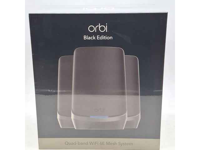 Router systeem, netgear, orbi black - quad band wifi 6e mesh system - afbeelding 1 van  6