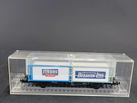 Rowa? containerwagon met twee containers, waarvan één met de opdruk "findus tiefgekühlt" (blauw) en één met "belgian line" (lichtgroen) - afbeelding 2 van  3