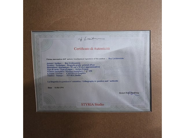 Roy lichtenstein - ''girl in mirror'' lithograaf - afbeelding 6 van  6