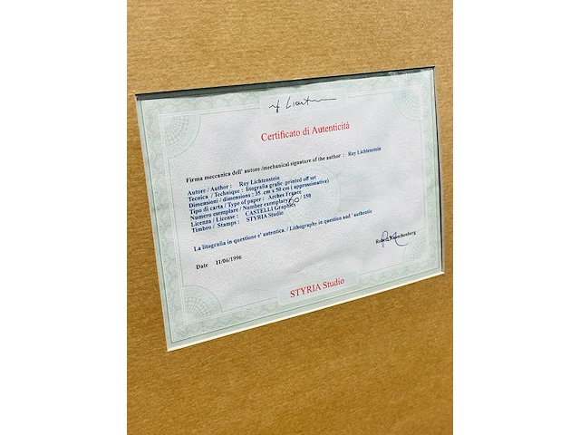 Roy lichtenstein lithograaf - gesigneerd met certificaat - afbeelding 6 van  6