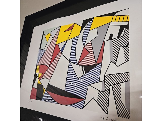 Roy lichtenstein lithograaf ''sailboats'' - limited edition 31/150 - afbeelding 2 van  7