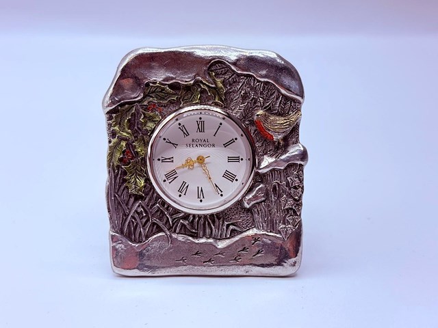 Royal selangor winter/robin tafelklok - afbeelding 2 van  8