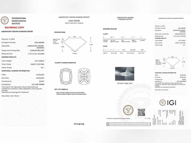 Roze cushion diamant 2.01 ct - afbeelding 3 van  7