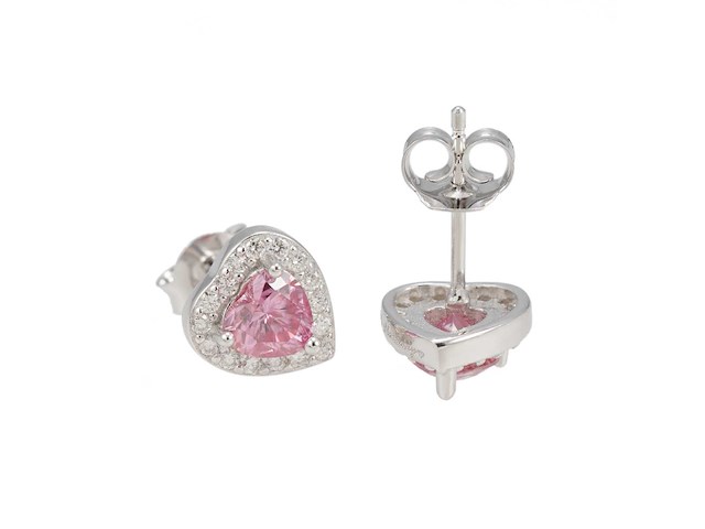 Roze oorbellen met hart design - afbeelding 5 van  7